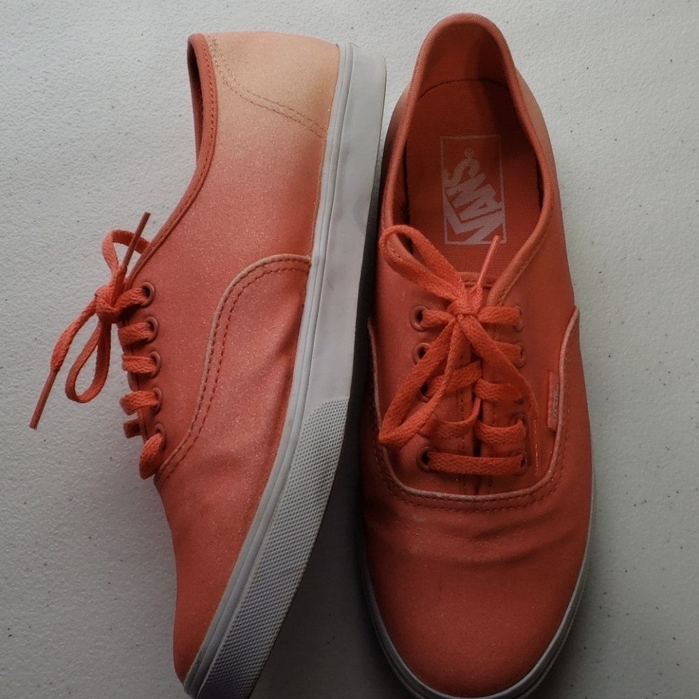 Vans orange ombre sparkle lace up tennis shoes